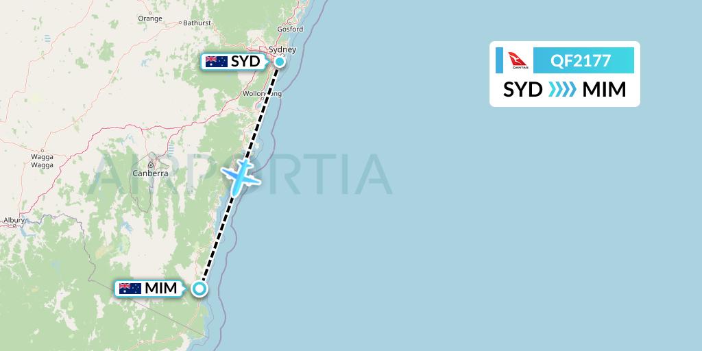 QF2177 Qantas Flight Map: Sydney to Merimbula