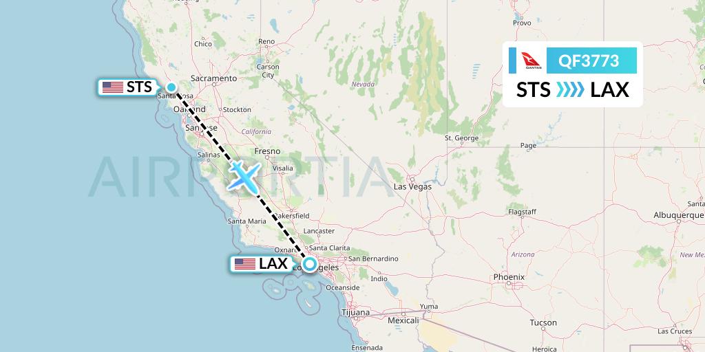 QF3773 Qantas Flight Map: Santa Rosa to Los Angeles