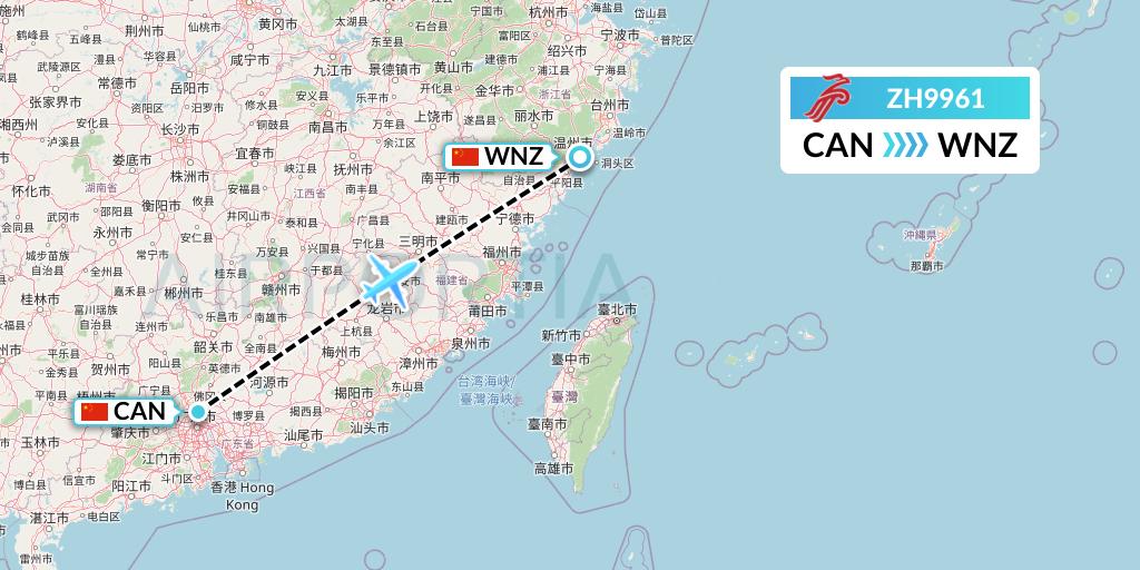 ZH9961 Shenzhen Airlines Flight Map: Guangzhou to Wenzhou