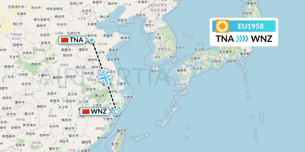 EU1958 Chengdu Airlines Flight Map: Jinan to Wenzhou