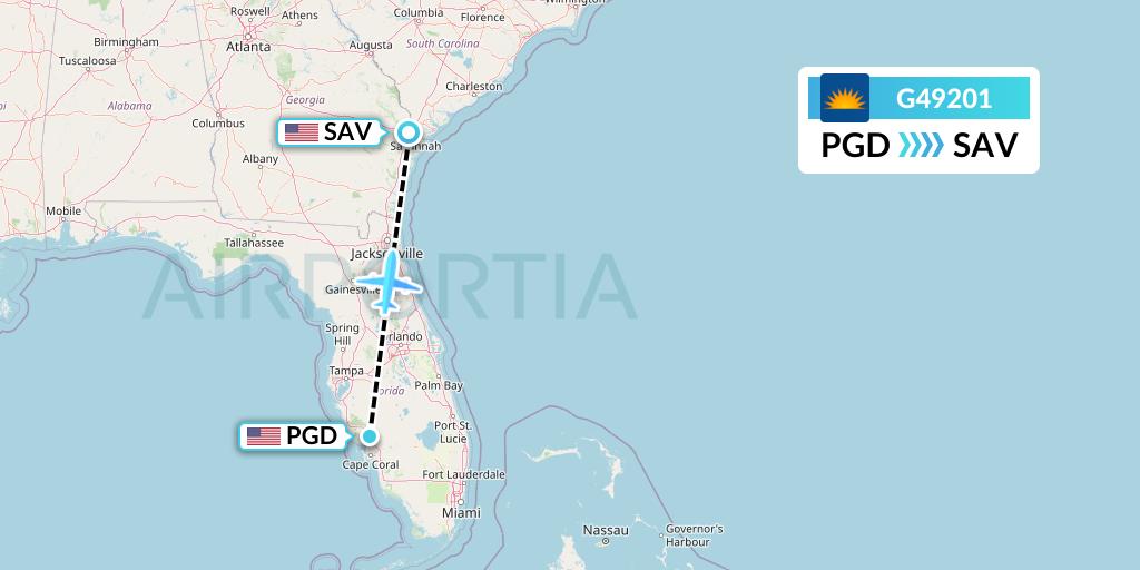 G49201 Allegiant Air Flight Map: Punta Gorda to Savannah