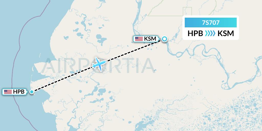 7S707 Ryan Air (USA) Flight Map: Hooper Bay to St. Mary's