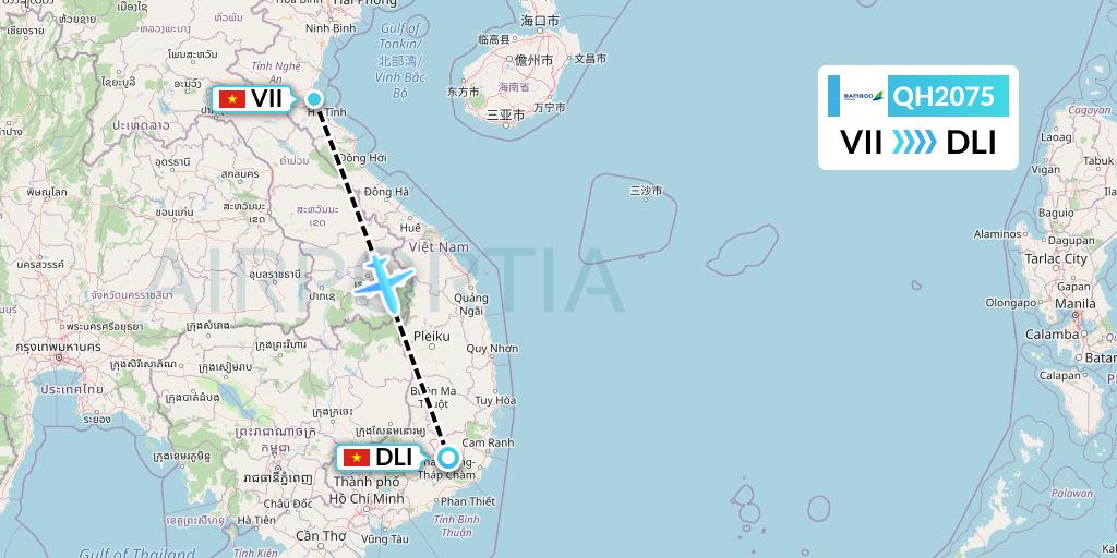 QH2075 Flight Status Bamboo Airways Vinh to Da Lat (BAV2075)