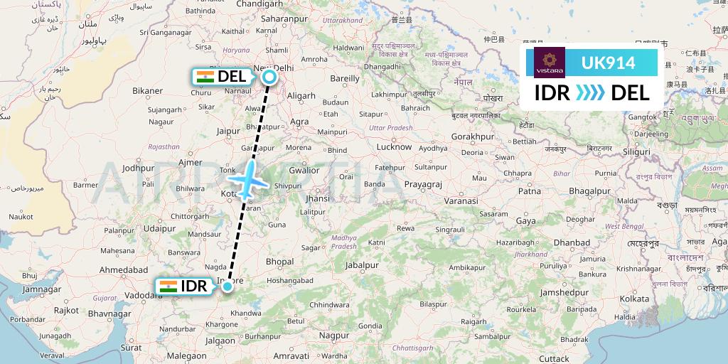 UK914 Flight Status Vistara Indore to Delhi (VTI914)