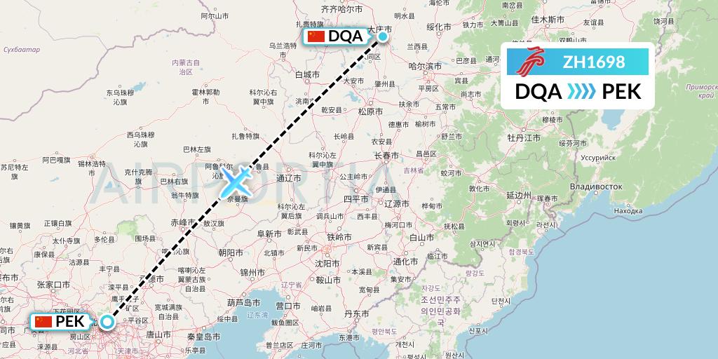 ZH1698 Shenzhen Airlines Flight Map: Daqing to Beijing