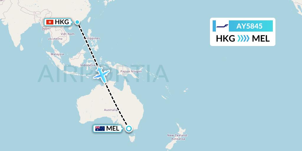 AY5845 Finnair Flight Map: Hong Kong to Melbourne