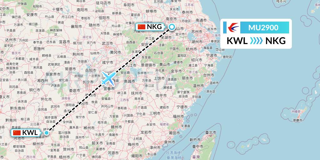 MU2900 China Eastern Airlines Flight Map: Guilin to Nanjing