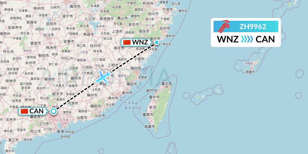 ZH9962 Shenzhen Airlines Flight Map: Wenzhou to Guangzhou