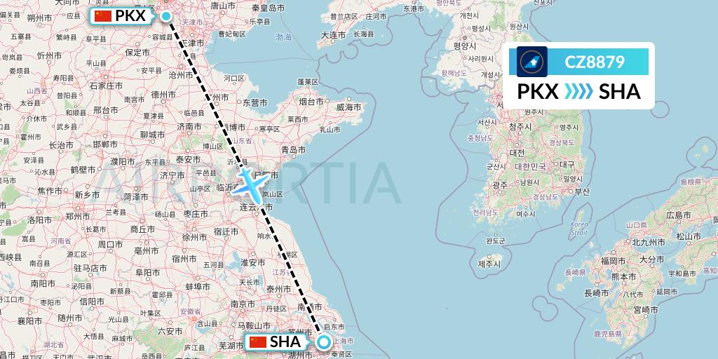 CZ8879 China Southern Airlines Flight Map: Beijing to Shanghai