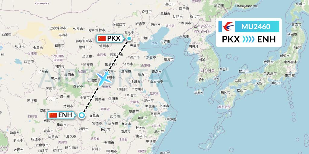 MU2460 China Eastern Airlines Flight Map: Beijing to Enshi