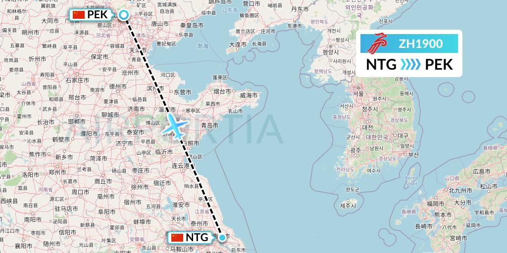 ZH1900 Shenzhen Airlines Flight Map: Nantong to Beijing