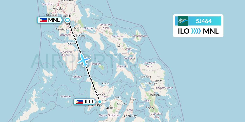 5J464 CEBU Pacific Air Flight Map: Iloilo to Manila