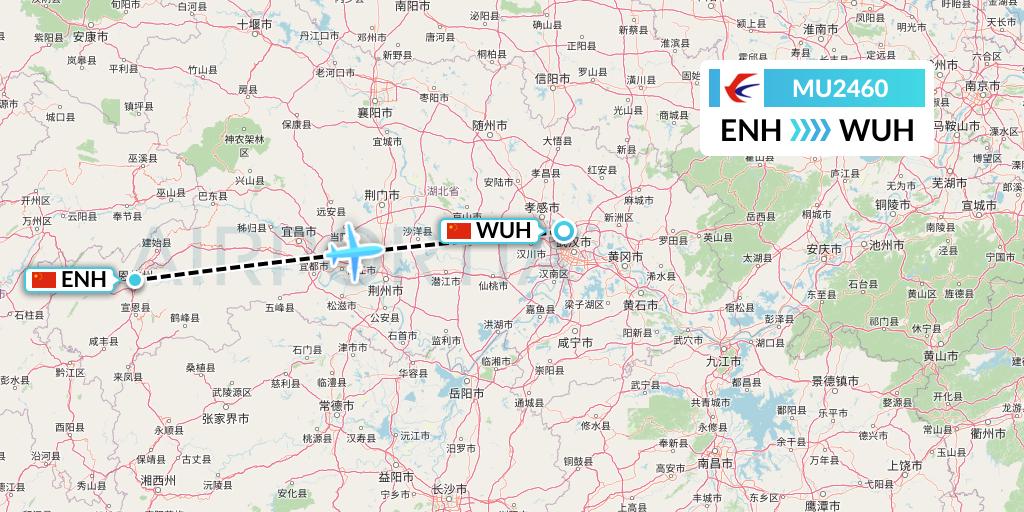 MU2460 China Eastern Airlines Flight Map: Enshi to Wuhan