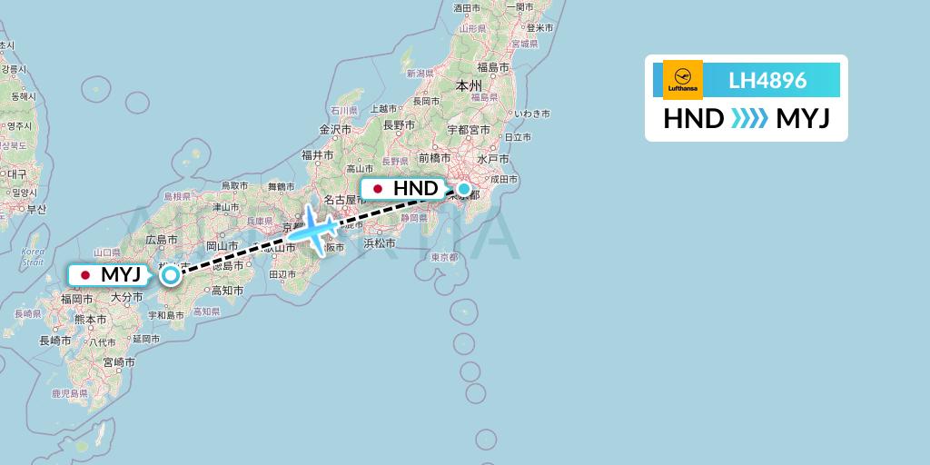 LH4896 Lufthansa Flight Map: Tokyo to Matsuyama