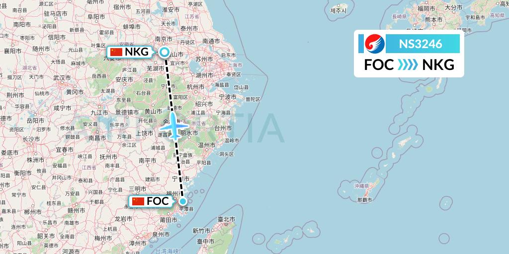 NS3246 Hebei Airlines Flight Map: Fuzhou to Nanjing