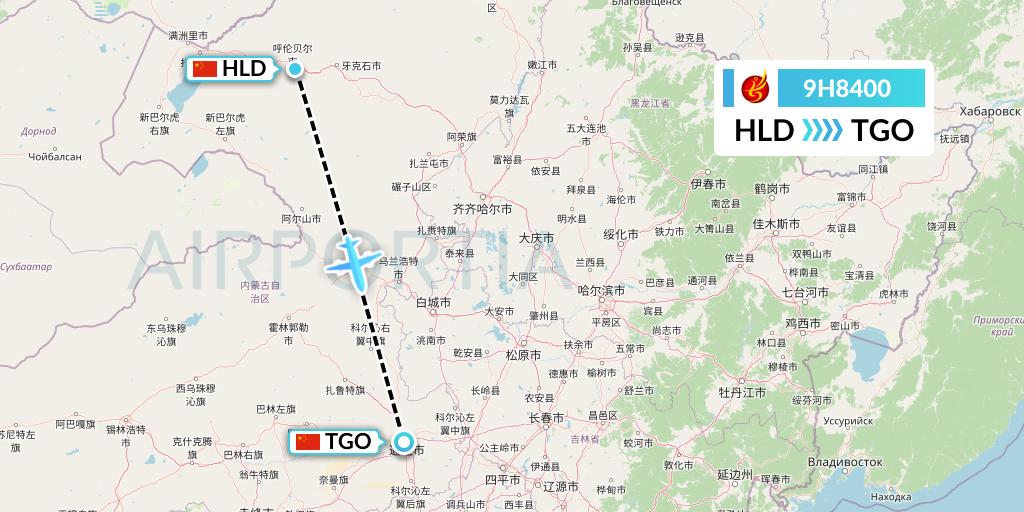 9H8400 Air Changan Flight Map: Hailar to Tongliao