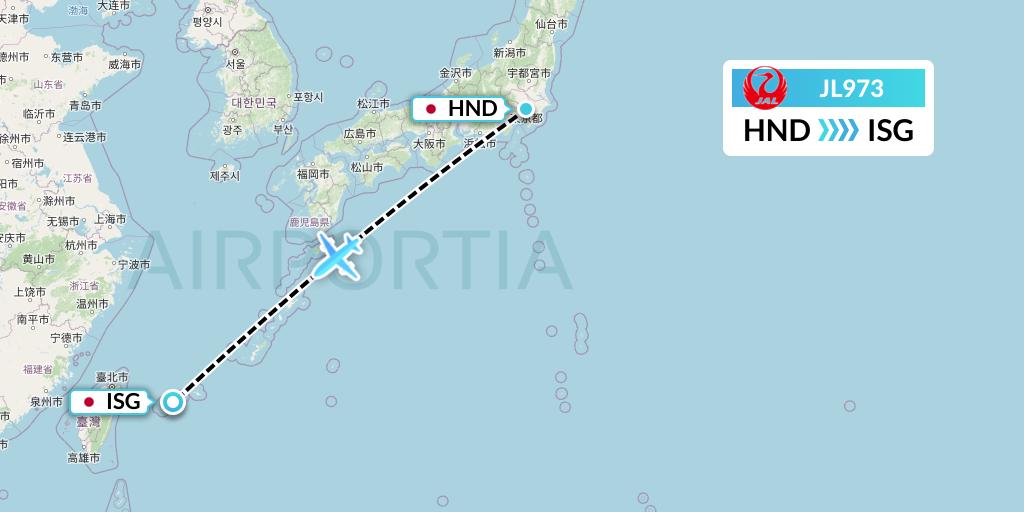 JL973 Japan Airlines Flight Map: Tokyo to Ishigaki