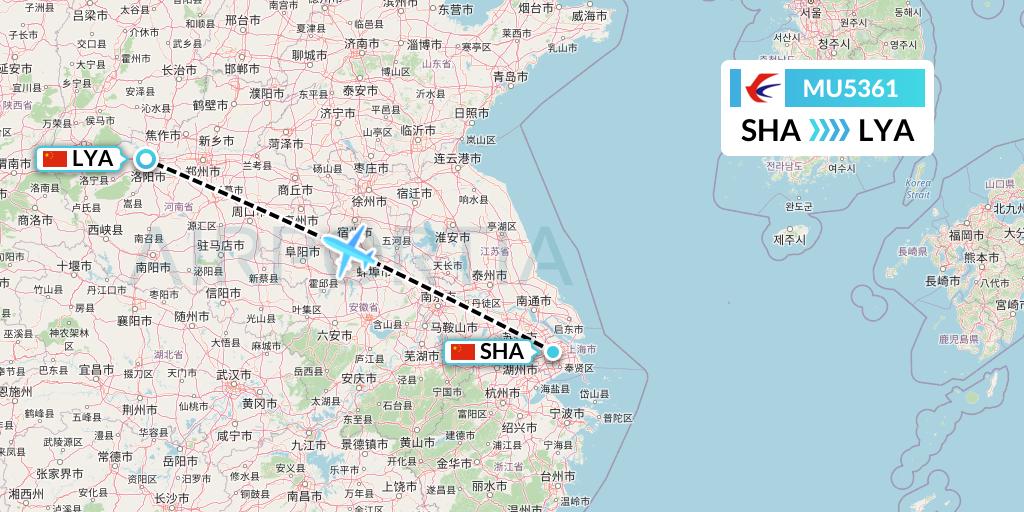 MU5361 China Eastern Airlines Flight Map: Shanghai to Luoyang