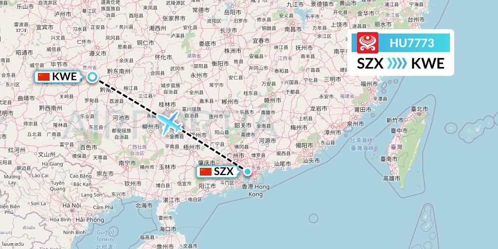 HU7773 Hainan Airlines Flight Map: Shenzhen to Guiyang
