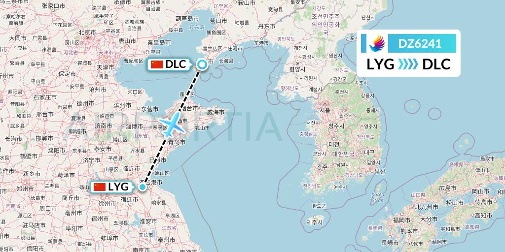 DZ6241 Donghai Airlines Flight Map: Lianyungang to Dalian