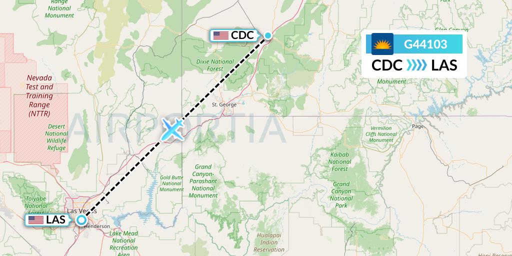 G44103 Allegiant Air Flight Map: Cedar City to Las Vegas