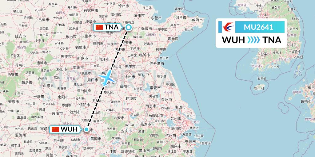 MU2641 China Eastern Airlines Flight Map: Wuhan to Jinan