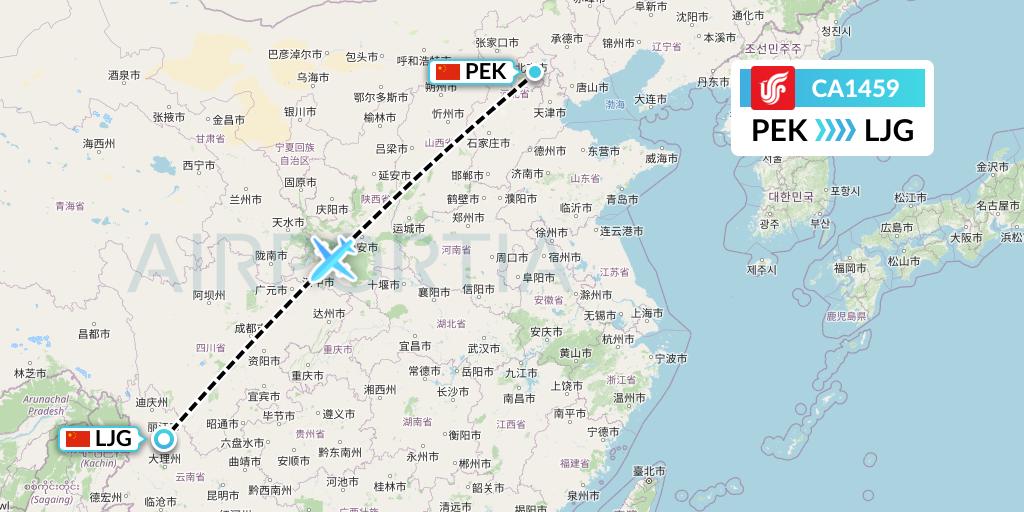 CA1459 Air China Flight Map: Beijing to Lijiang