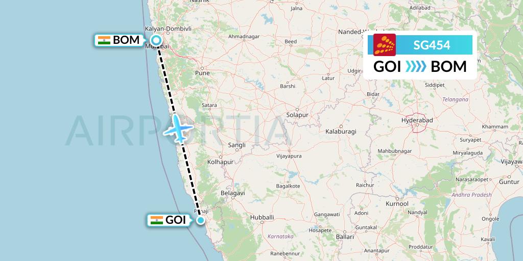 SG454 Flight Status SpiceJet Goa to Mumbai (SEJ454)