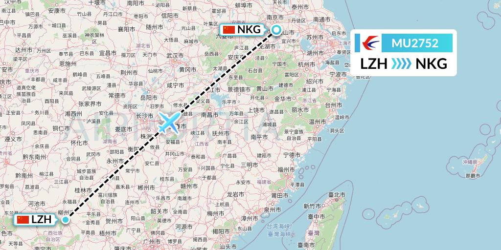 MU2752 China Eastern Airlines Flight Map: Liuzhou to Nanjing