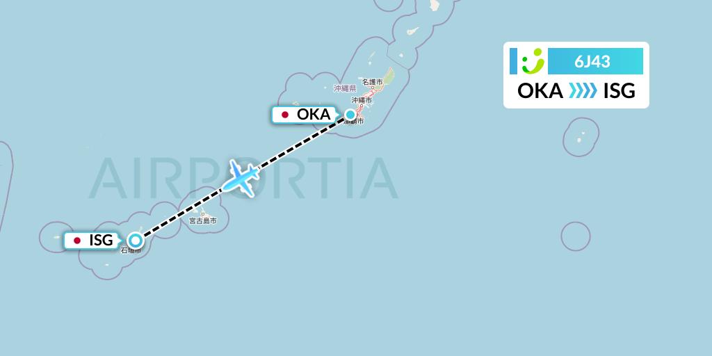 6J43 Solaseed Air Flight Map: Naha to Ishigaki