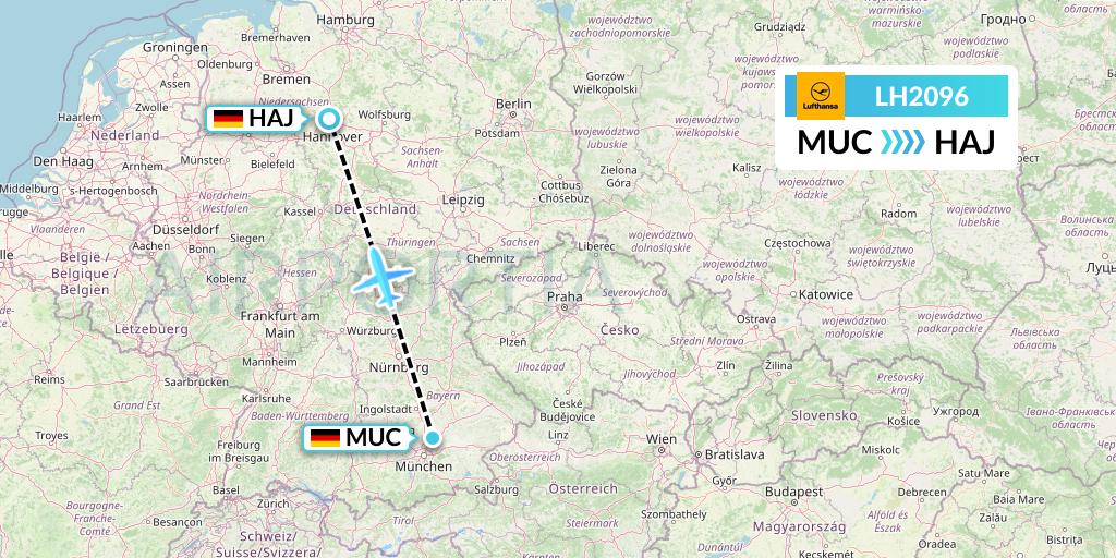 LH2096 Lufthansa Flight Map: Munich to Hannover