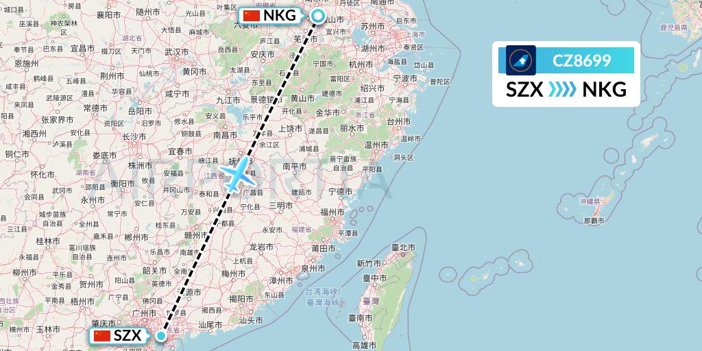 CZ8699 China Southern Airlines Flight Map: Shenzhen to Nanjing