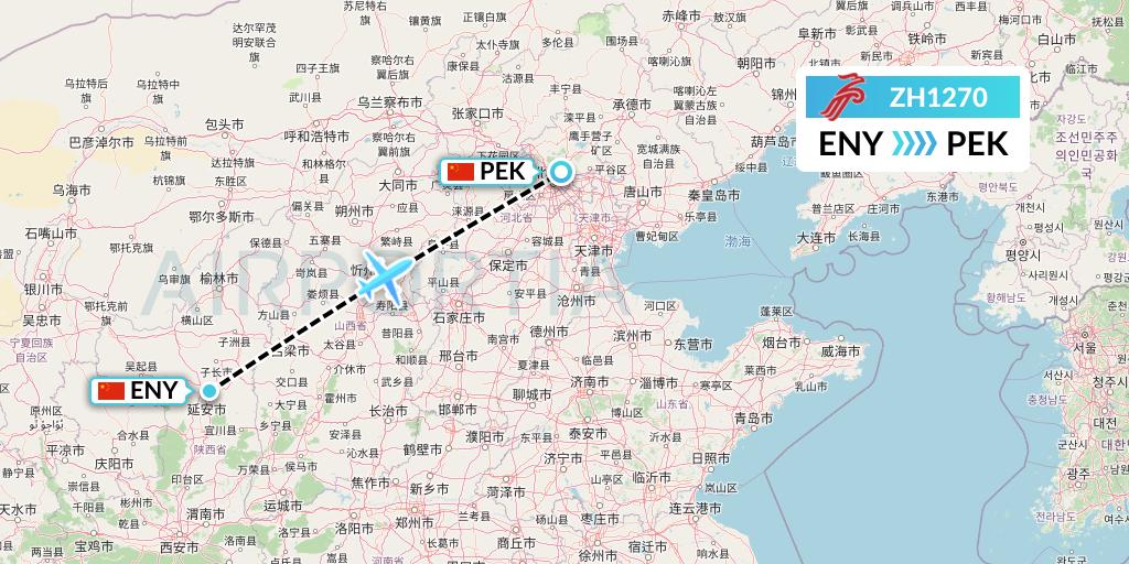 ZH1270 Shenzhen Airlines Flight Map: Yan'an to Beijing