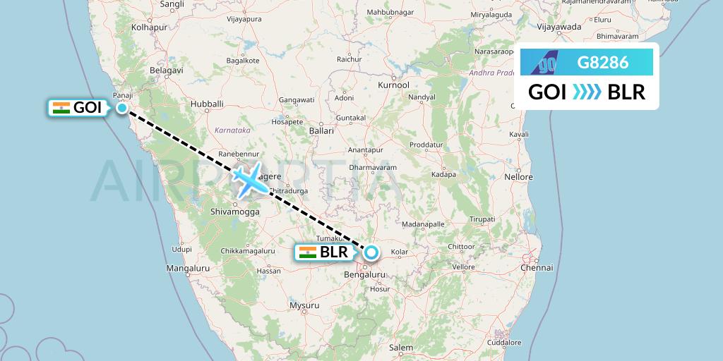 G8286 Flight Status Go Air Goa to Bangalore (GOW286)