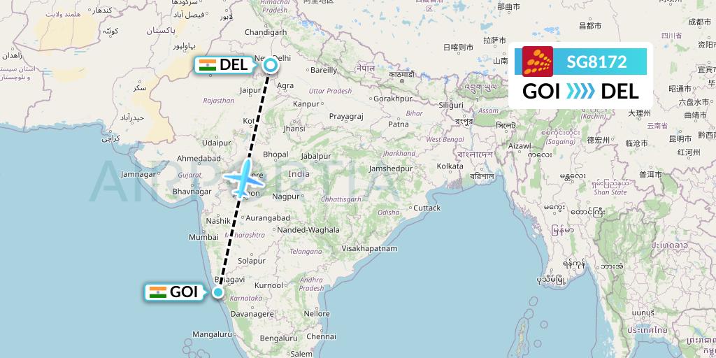 SG8172 Flight Status SpiceJet Goa to Delhi (SEJ8172)