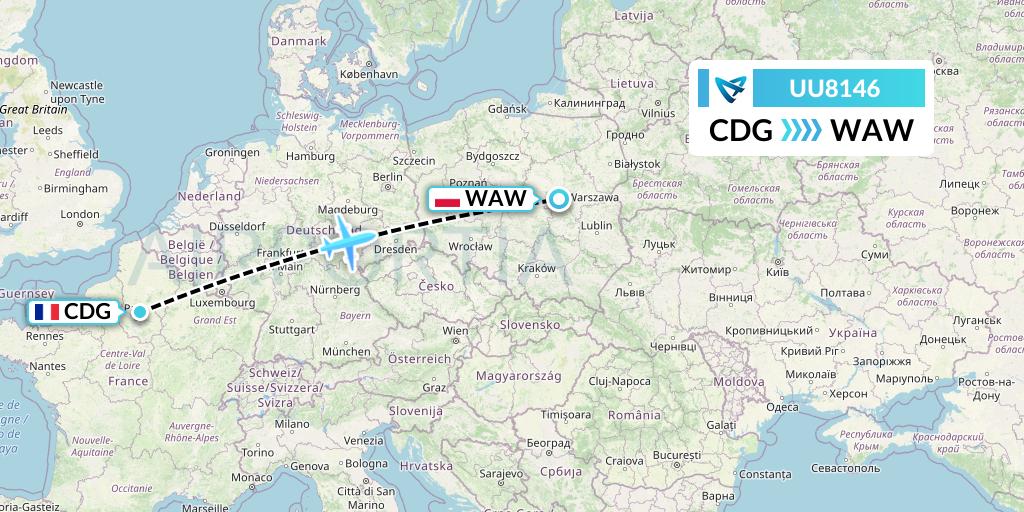 UU8146 Air Austral Flight Map: Paris to Warsaw