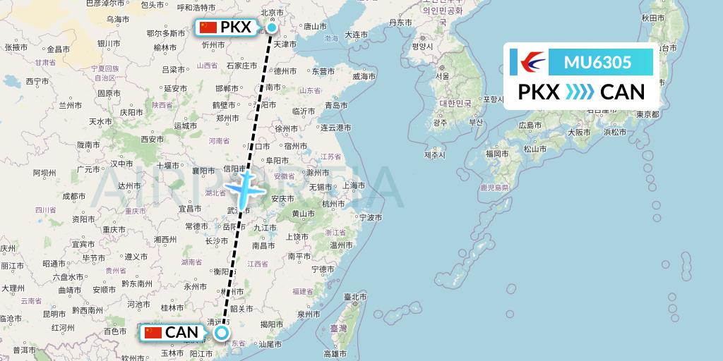MU6305 China Eastern Airlines Flight Map: Beijing to Guangzhou