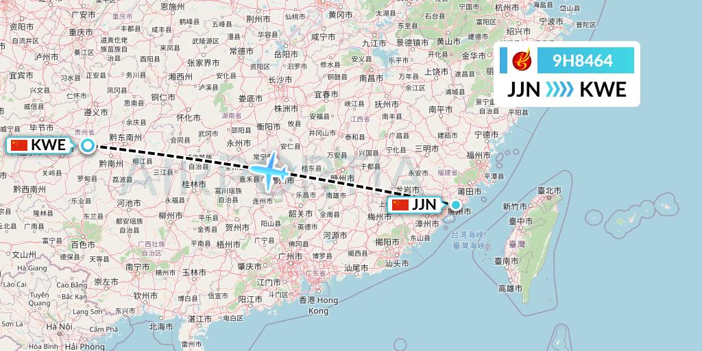 9H8464 Air Changan Flight Map: Jinjiang to Guiyang