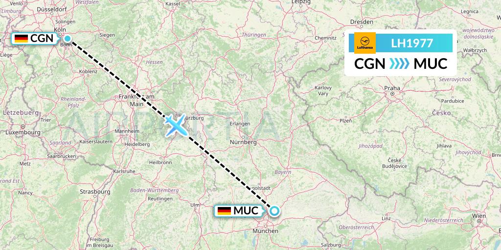 LH1977 Lufthansa Flight Map: Cologne to Munich