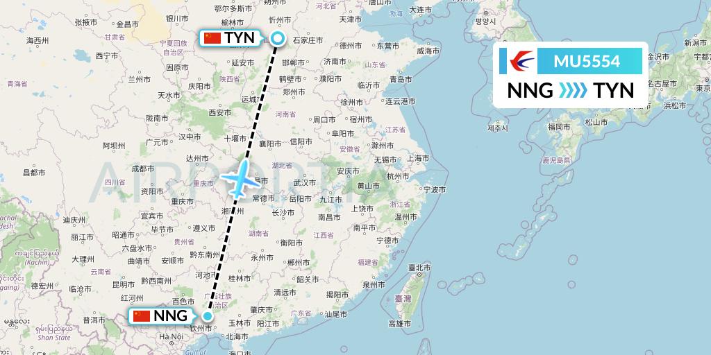 MU5554 China Eastern Airlines Flight Map: Nanning to Taiyuan