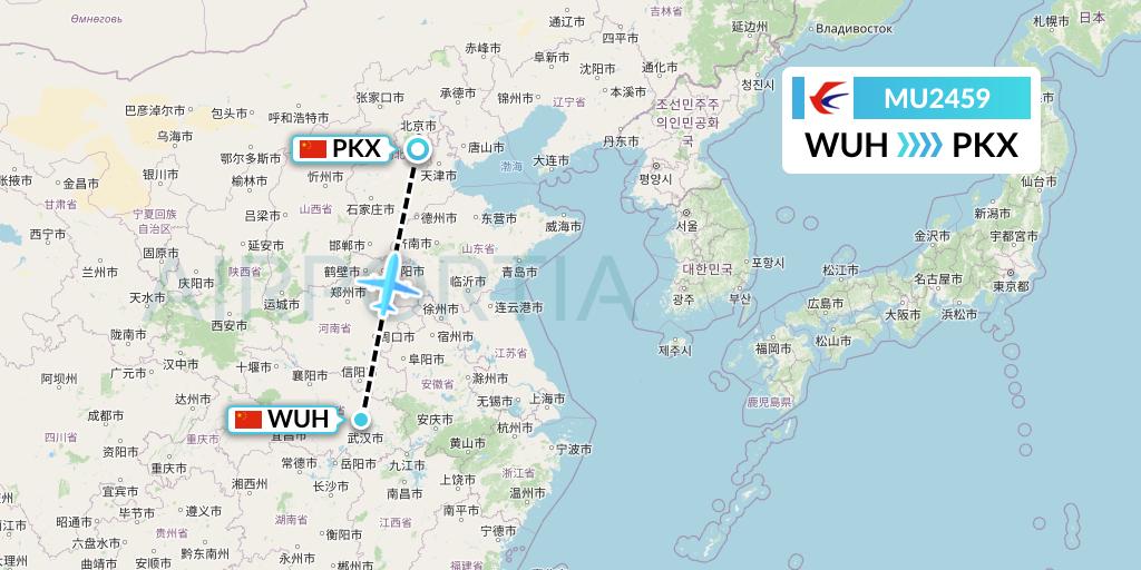 MU2459 China Eastern Airlines Flight Map: Wuhan to Beijing