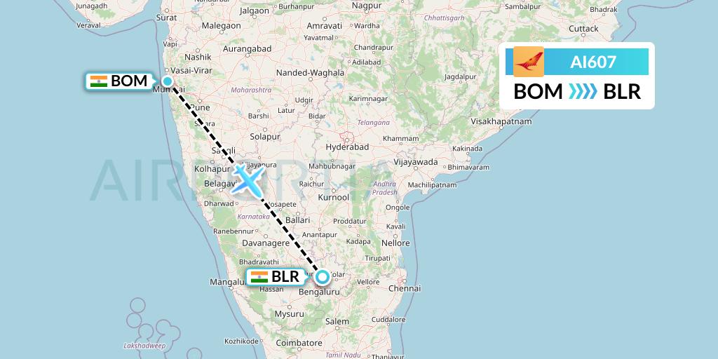 AI607 Flight Status Air India Mumbai to Bangalore (AIC607)