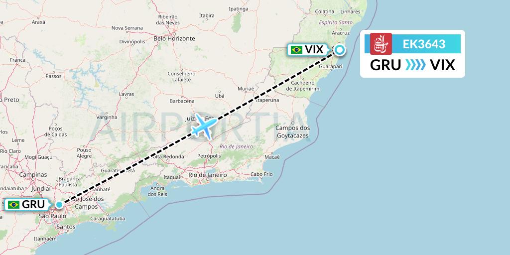 EK3643 Emirates Flight Map: Sao Paulo to Vitoria
