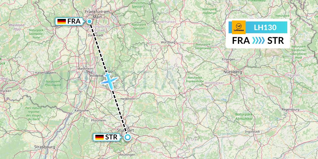 LH130 Lufthansa Flight Map: Frankfurt to Stuttgart