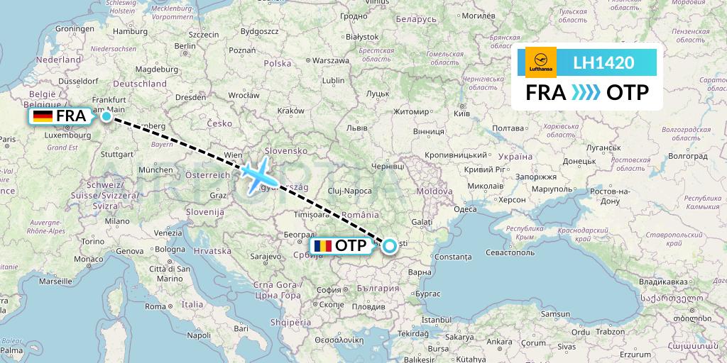LH1420 Lufthansa Flight Map: Frankfurt to Bucharest
