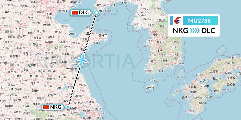 MU2788 China Eastern Airlines Flight Map: Nanjing to Dalian