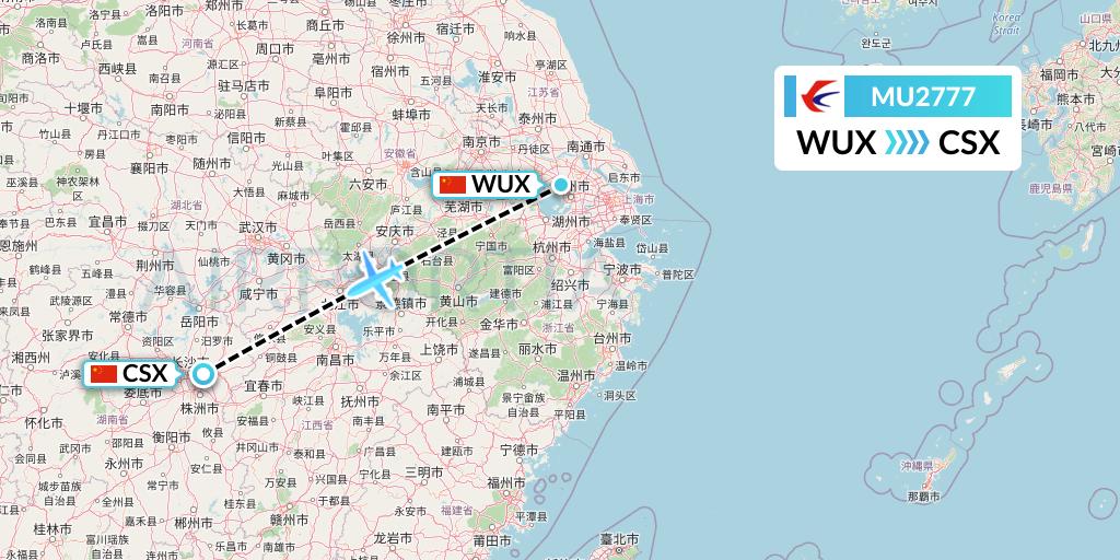 MU2777 China Eastern Airlines Flight Map: Wuxi to Changsha