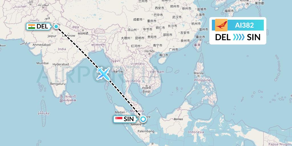 AI382 Flight Status Air India Delhi to Singapore (AIC382)
