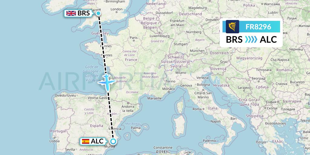 FR8296 Flight Status Ryanair Bristol to Alicante (RYR8296)