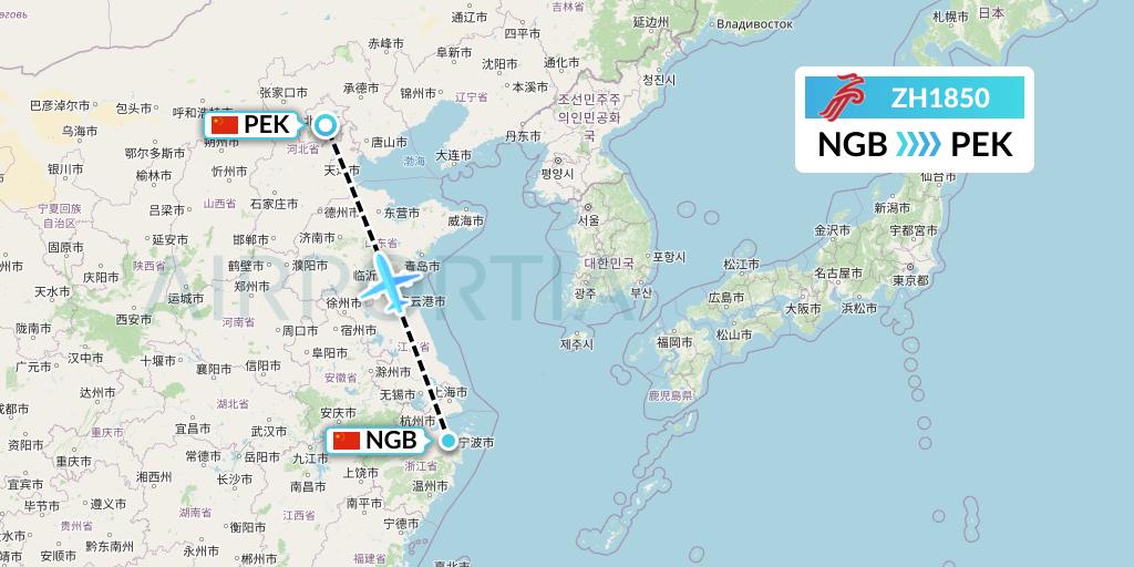 ZH1850 Shenzhen Airlines Flight Map: Ningbo to Beijing